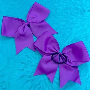 ❤️3/$25 Large Purple Cheer Bows Bundle of 2 New Gymnastics Dance Costumes School